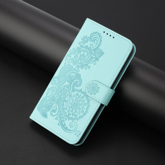 For Motorola Edge 5G 2024 Datura Flower Embossed Flip Leather Phone Case(Light Blue) by buy2fix