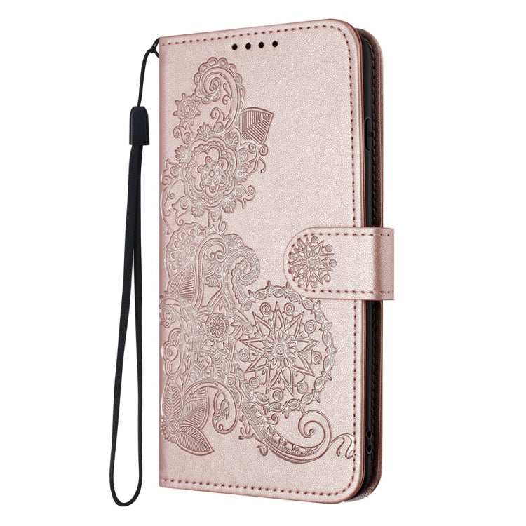 For Motorola Edge 5G 2024 Datura Flower Embossed Flip Leather Phone Case(Rose Gold) by buy2fix