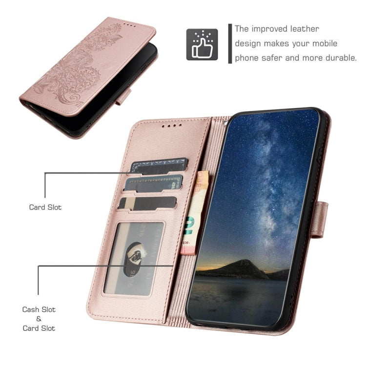 For Motorola Edge 5G 2024 Datura Flower Embossed Flip Leather Phone Case(Rose Gold) by buy2fix