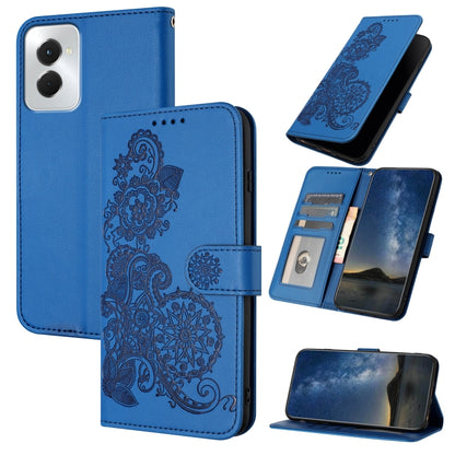 For Motorola Moto G Power 5G 2024 Datura Flower Embossed Flip Leather Phone Case(Blue) by buy2fix
