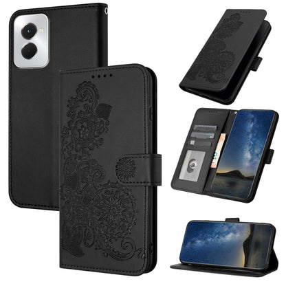 For Motorola Moto G Power 5G 2024 Datura Flower Embossed Flip Leather Phone Case(Black) by buy2fix