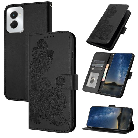 For Motorola Moto G Power 5G 2024 Datura Flower Embossed Flip Leather Phone Case(Black) by buy2fix