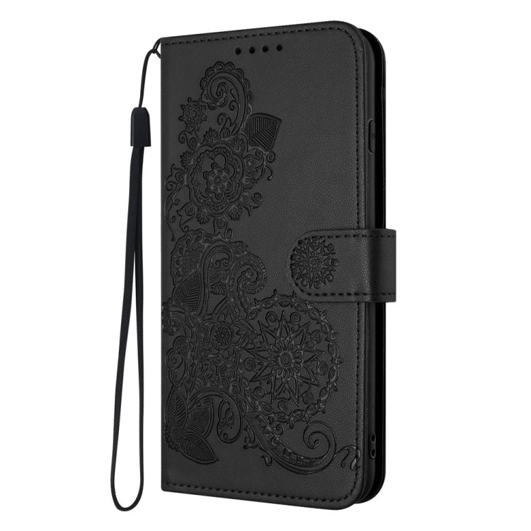 For Motorola Moto G Power 5G 2024 Datura Flower Embossed Flip Leather Phone Case(Black) by buy2fix