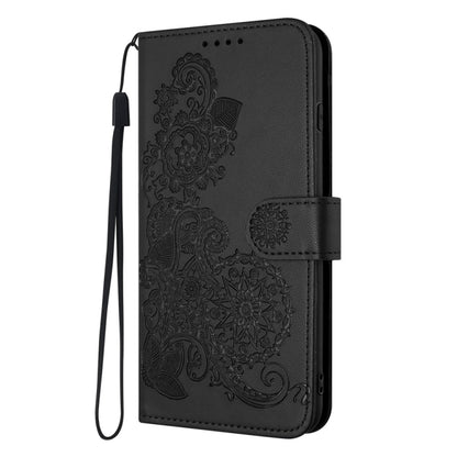 For Motorola Moto G Power 5G 2024 Datura Flower Embossed Flip Leather Phone Case(Black) by buy2fix