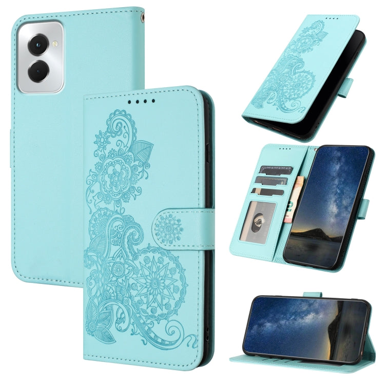 For Motorola Moto G Power 5G 2024 Datura Flower Embossed Flip Leather Phone Case(Light Blue) by buy2fix