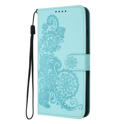 For Motorola Moto G Power 5G 2024 Datura Flower Embossed Flip Leather Phone Case(Light Blue) by buy2fix