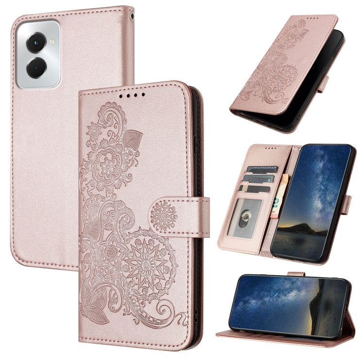 For Motorola Moto G Power 5G 2024 Datura Flower Embossed Flip Leather Phone Case(Rose Gold) by buy2fix