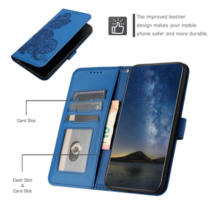 For Motorola Moto G Stylus 5G 2024 Datura Flower Embossed Flip Leather Phone Case(Blue) by buy2fix
