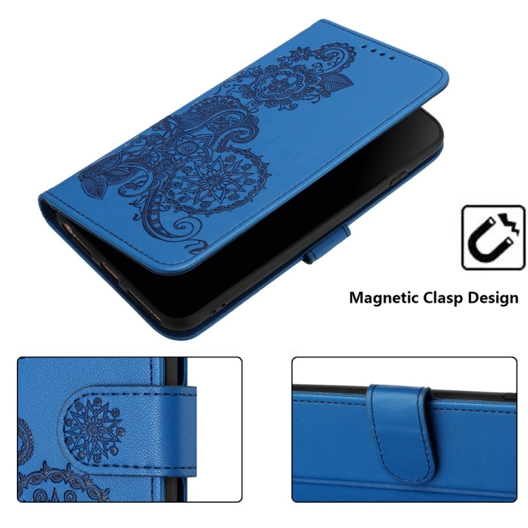 For Motorola Moto G Stylus 5G 2024 Datura Flower Embossed Flip Leather Phone Case(Blue) by buy2fix