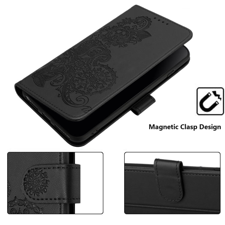 For Motorola Moto G Stylus 5G 2024 Datura Flower Embossed Flip Leather Phone Case(Black) by buy2fix