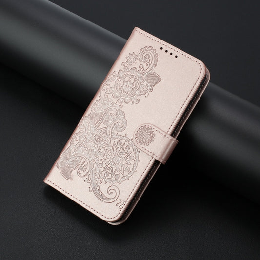 For Motorola Moto G Stylus 5G 2024 Datura Flower Embossed Flip Leather Phone Case(Rose Gold) by buy2fix