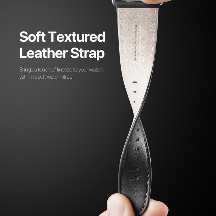 For Apple Watch Ultra 49mm DUX DUCIS YS Series Genuine Leather Watch Band(Black) by DUX DUCIS