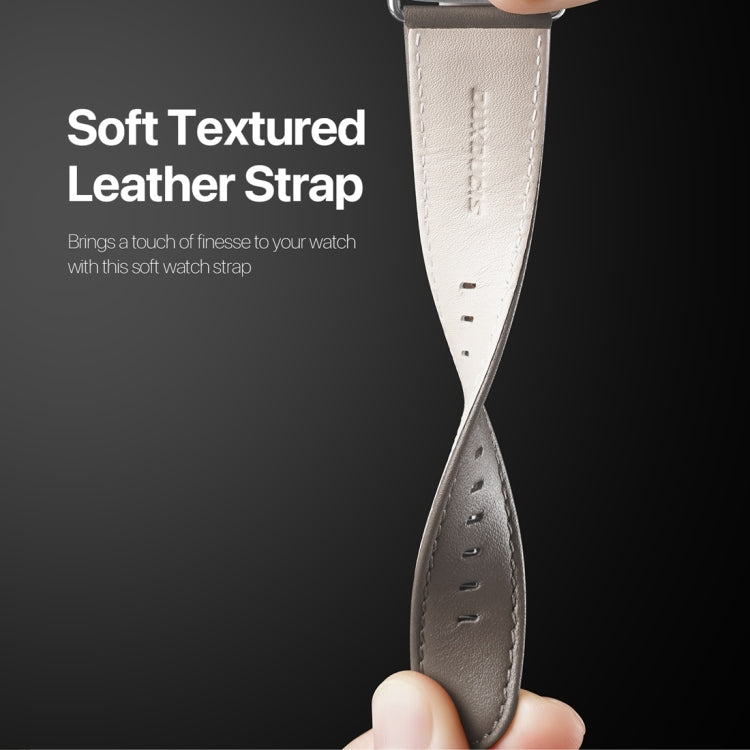 For Apple Watch 8 45mm DUX DUCIS YS Series Genuine Leather Watch Band(Grey) by DUX DUCIS