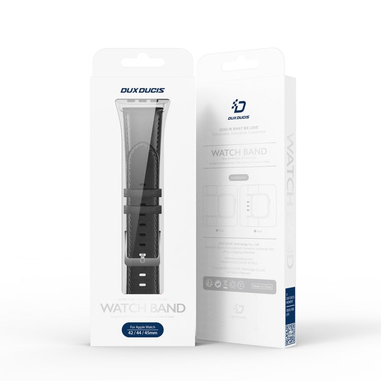 For Apple Watch 42mm DUX DUCIS YS Series Genuine Leather Watch Band(Black) by DUX DUCIS