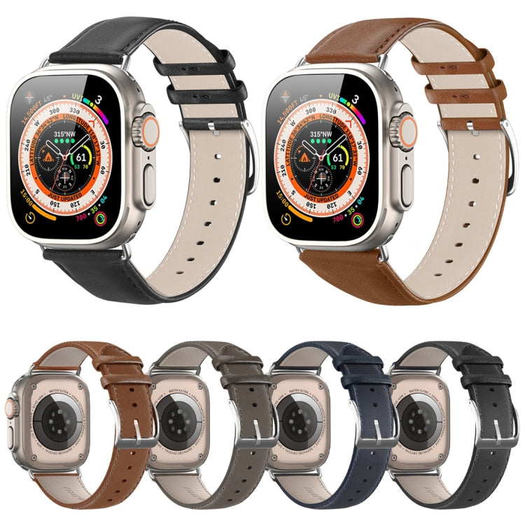 For Apple Watch 9 45mm DUX DUCIS YS Series Genuine Leather Watch Band(Brown) by DUX DUCIS