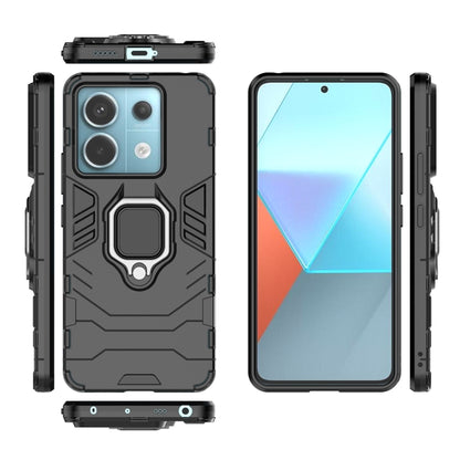 For Xiaomi Redmi Note 13 Pro Shockproof PC + TPU Holder Phone Case(Black) - Xiaomi Cases by buy2fix | Online Shopping UK | buy2fix