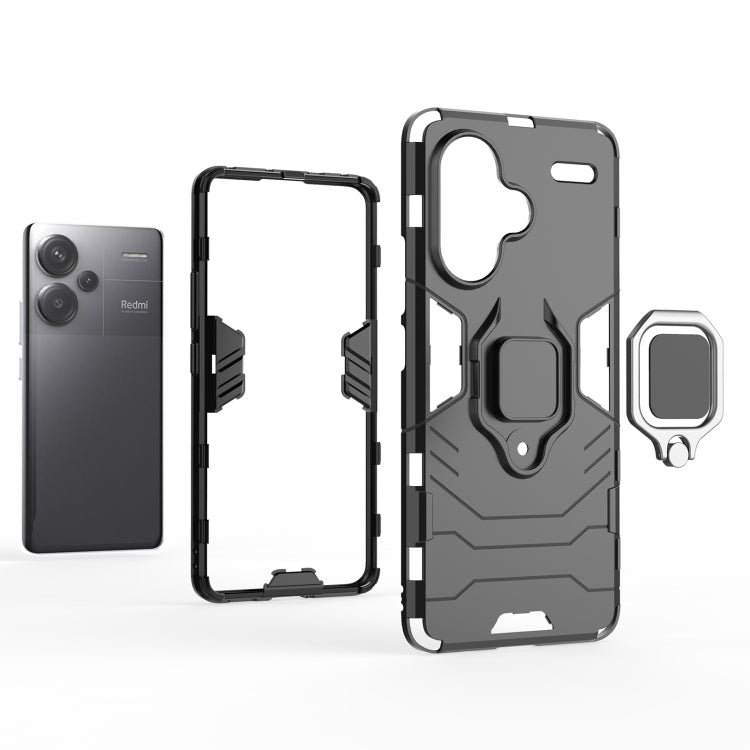 For Xiaomi Redmi Note 13 Pro+ Shockproof PC + TPU Holder Phone Case(Red) - Xiaomi Cases by buy2fix | Online Shopping UK | buy2fix