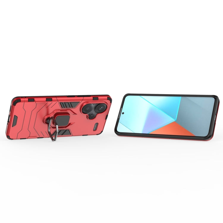 For Xiaomi Redmi Note 13 Pro+ Shockproof PC + TPU Holder Phone Case(Red) - Xiaomi Cases by buy2fix | Online Shopping UK | buy2fix