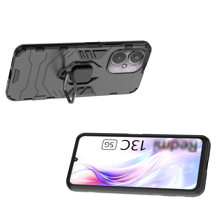 For Xiaomi Redmi 13C 4G / 5G Shockproof PC + TPU Holder Phone Case(Black) by buy2fix