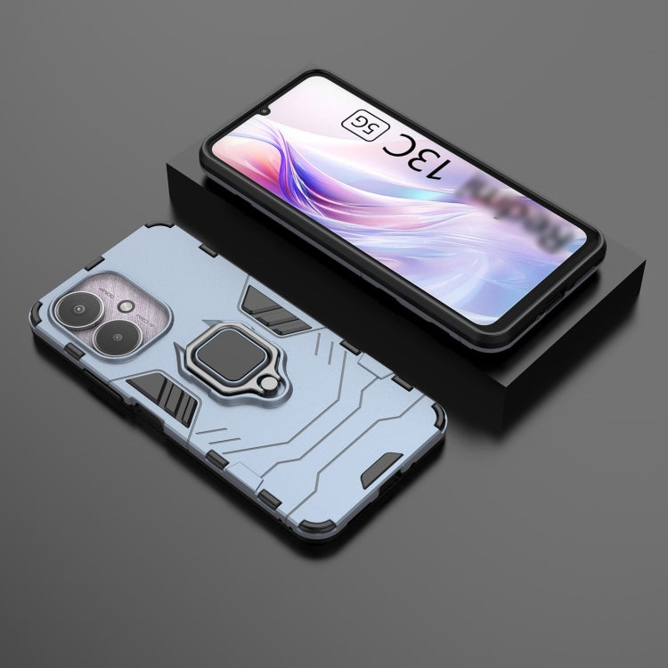 For Xiaomi Redmi 13C 4G / 5G Shockproof PC + TPU Holder Phone Case(Navy Blue) by buy2fix