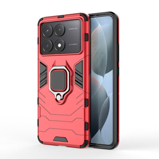 For Xiaomi Redmi K70E Shockproof PC + TPU Holder Phone Case(Red) - Xiaomi Cases by buy2fix | Online Shopping UK | buy2fix