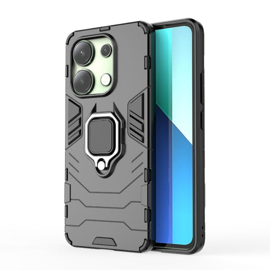 For Xiaomi Redmi Note 13 4G Shockproof PC + TPU Holder Phone Case(Black) - Xiaomi Cases by buy2fix | Online Shopping UK | buy2fix