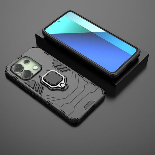 For Xiaomi Redmi Note 13 4G Shockproof PC + TPU Holder Phone Case(Black) - Xiaomi Cases by buy2fix | Online Shopping UK | buy2fix