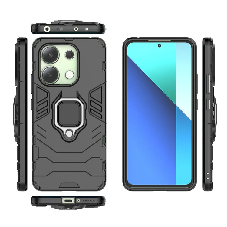 For Xiaomi Redmi Note 13 4G Shockproof PC + TPU Holder Phone Case(Black) - Xiaomi Cases by buy2fix | Online Shopping UK | buy2fix