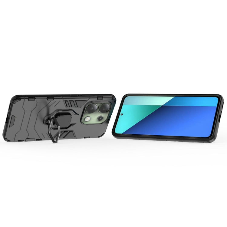 For Xiaomi Redmi Note 13 4G Shockproof PC + TPU Holder Phone Case(Black) - Xiaomi Cases by buy2fix | Online Shopping UK | buy2fix