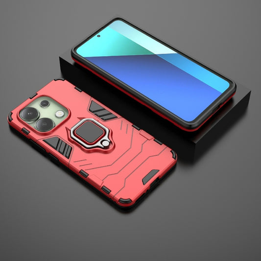 For Xiaomi Redmi Note 13 4G Shockproof PC + TPU Holder Phone Case(Red) - Note 13 Cases by buy2fix | Online Shopping UK | buy2fix