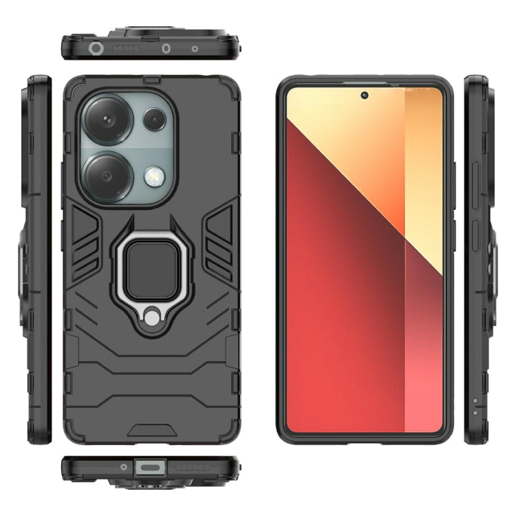 For Xiaomi Redmi Note 13 Pro 4G Global Shockproof PC + TPU Holder Phone Case(Black) - Xiaomi Cases by buy2fix | Online Shopping UK | buy2fix