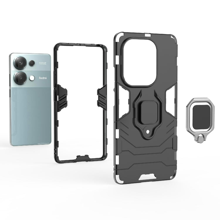 For Xiaomi Redmi Note 13 Pro 4G Global Shockproof PC + TPU Holder Phone Case(Black) - Xiaomi Cases by buy2fix | Online Shopping UK | buy2fix