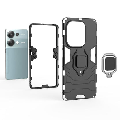 For Xiaomi Redmi Note 13 Pro 4G Global Shockproof PC + TPU Holder Phone Case(Black) - Xiaomi Cases by buy2fix | Online Shopping UK | buy2fix