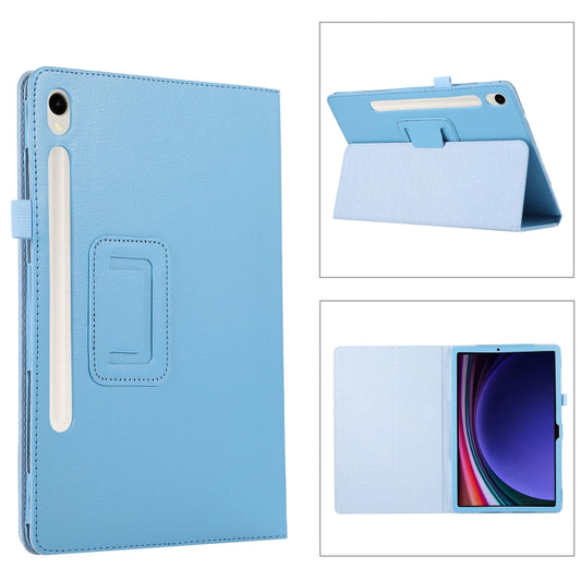For Samsung Galaxy Tab S9+ / S10+ Litchi Texture Leather Tablet Case with Holder(Sky Blue) - Other Galaxy Tab PC by buy2fix | Online Shopping UK | buy2fix