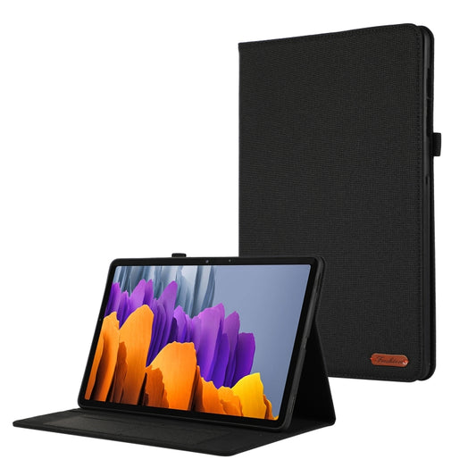 For Samsung Galaxy Tab S10 FE / S9 FE Fabric Texture Horizontal Flip Leather Tablet Case(Black) - Other Galaxy Tab PC by buy2fix | Online Shopping UK | buy2fix