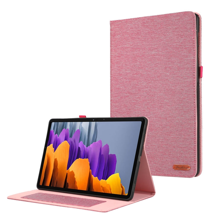 For Samsung Galaxy Tab S10 Ultra Fabric Texture Horizontal Flip Leather Tablet Case(Rose Red) - Other Galaxy Tab PC by buy2fix | Online Shopping UK | buy2fix
