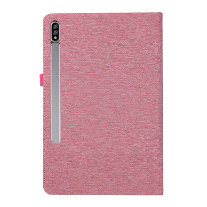 For Samsung Galaxy Tab S10 Ultra Fabric Texture Horizontal Flip Leather Tablet Case(Rose Red) - Other Galaxy Tab PC by buy2fix | Online Shopping UK | buy2fix