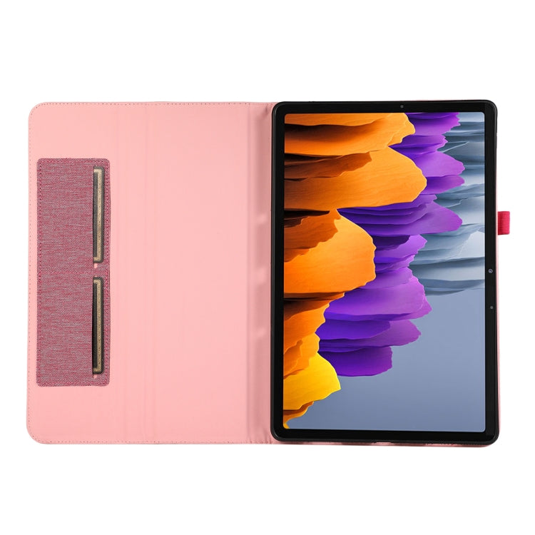 For Samsung Galaxy Tab S10 Ultra Fabric Texture Horizontal Flip Leather Tablet Case(Rose Red) - Other Galaxy Tab PC by buy2fix | Online Shopping UK | buy2fix