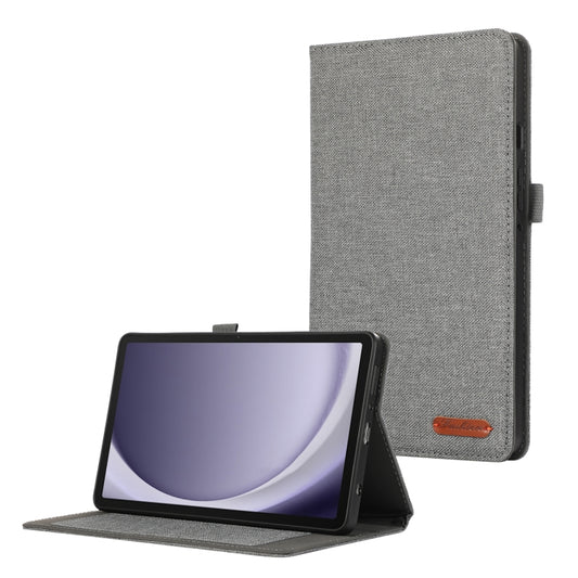For Samsung Galaxy Tab A9 Fabric Texture Horizontal Flip Leather Tablet Case(Grey) - Other Galaxy Tab PC by buy2fix | Online Shopping UK | buy2fix