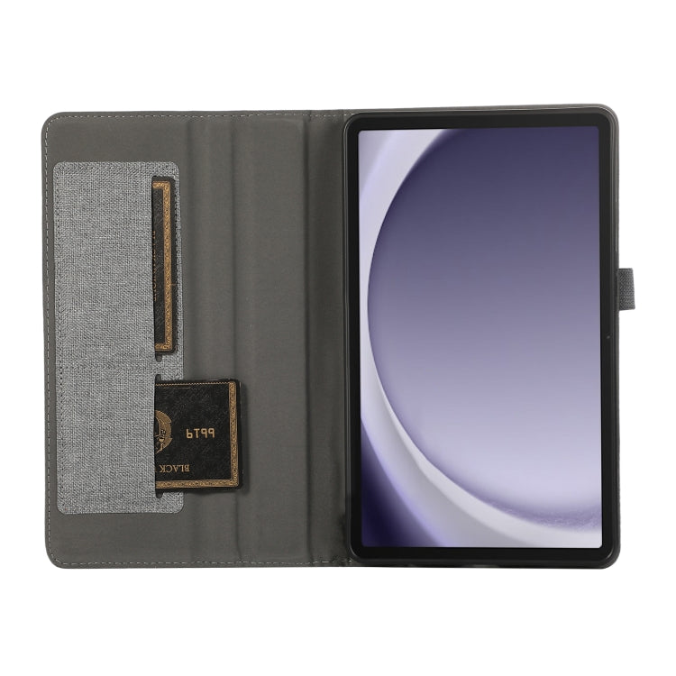 For Samsung Galaxy Tab A9 Fabric Texture Horizontal Flip Leather Tablet Case(Grey) - Other Galaxy Tab PC by buy2fix | Online Shopping UK | buy2fix