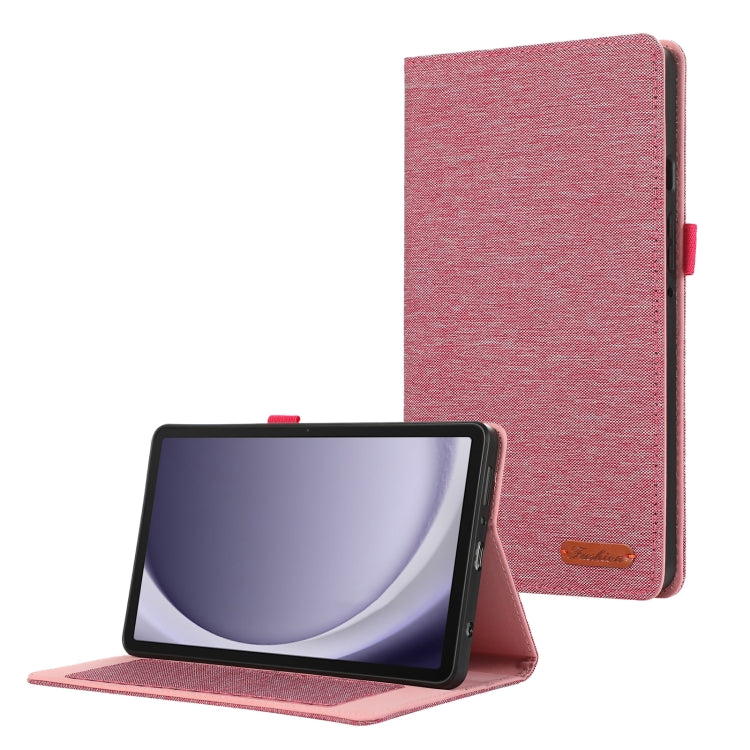 For Samsung Galaxy Tab A9 Fabric Texture Horizontal Flip Leather Tablet Case(Rose Red) by buy2fix