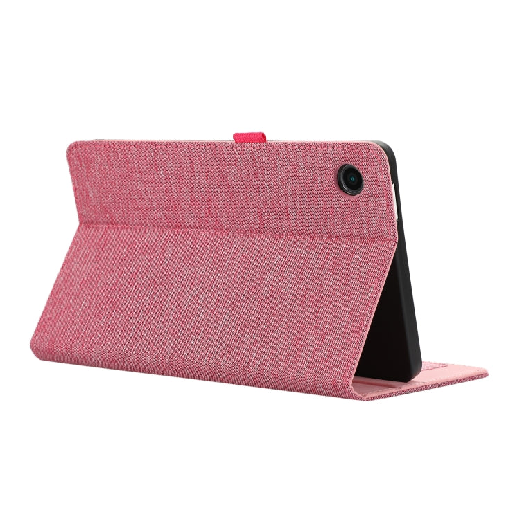 For Samsung Galaxy Tab A9+ Fabric Texture Horizontal Flip Leather Tablet Case(Rose Red) by buy2fix