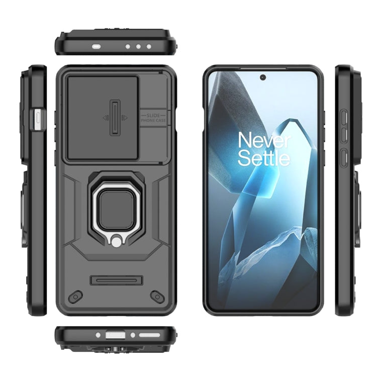 For OnePlus 13 5G Sliding Camshield TPU + PC Shockproof Phone Case with Holder(Black) - OnePlus Cases by buy2fix | Online Shopping UK | buy2fix