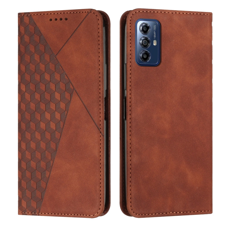 For Motorola Moto G Play 2024 Diamond Splicing Skin Feel Magnetic Leather Phone Case(Brown) by buy2fix