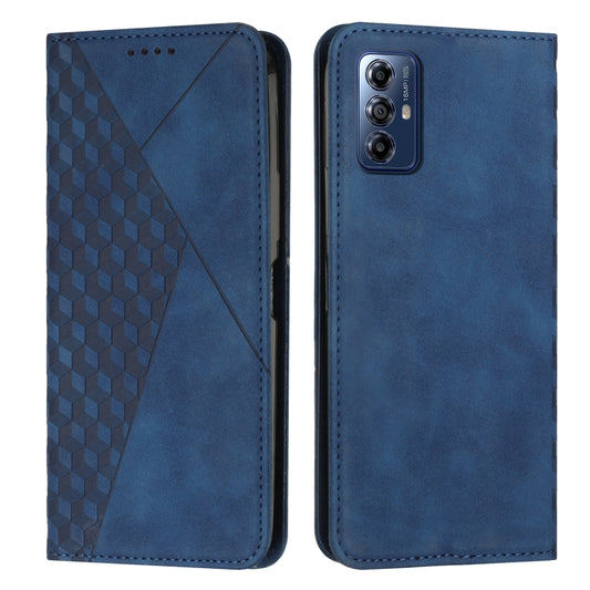 For Motorola Moto G Play 2024 Diamond Splicing Skin Feel Magnetic Leather Phone Case(Blue) by buy2fix