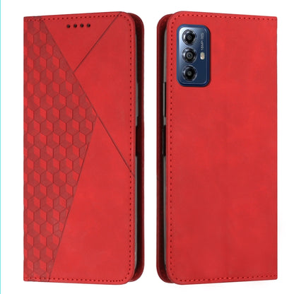 For Motorola Moto G Play 2024 Diamond Splicing Skin Feel Magnetic Leather Phone Case(Red) by buy2fix