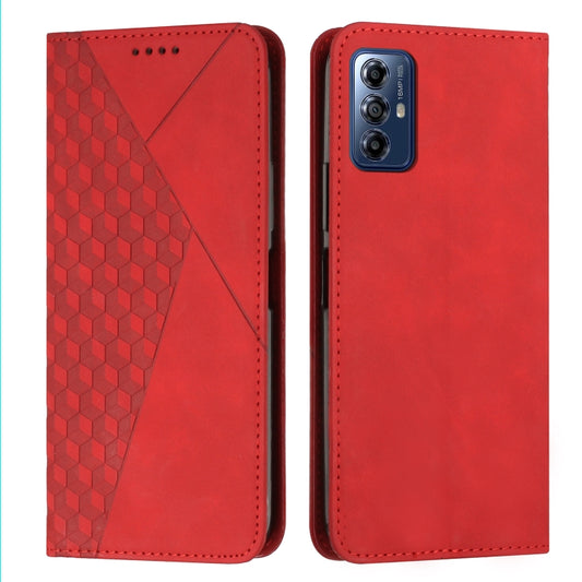 For Motorola Moto G Play 2024 Diamond Splicing Skin Feel Magnetic Leather Phone Case(Red) by buy2fix