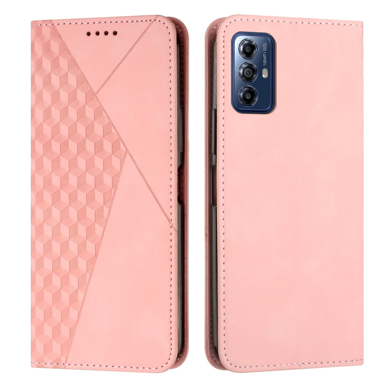 For Motorola Moto G Play 2024 Diamond Splicing Skin Feel Magnetic Leather Phone Case(Rose Gold) by buy2fix
