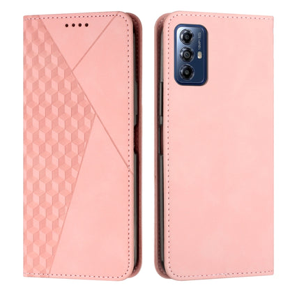 For Motorola Moto G Play 2024 Diamond Splicing Skin Feel Magnetic Leather Phone Case(Rose Gold) by buy2fix