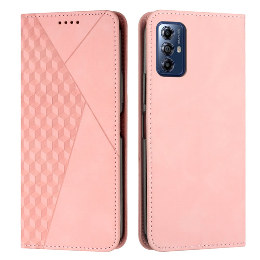 For Motorola Moto G Play 2024 Diamond Splicing Skin Feel Magnetic Leather Phone Case(Rose Gold) by buy2fix